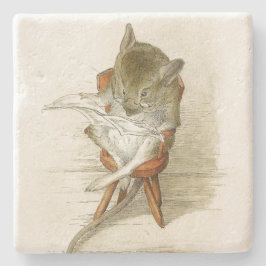 Porta-copo De Pedra Rato Avô Lendo um Jornal