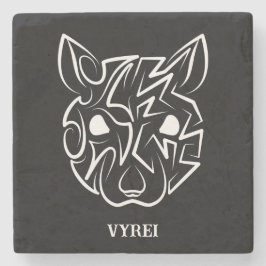 Porta-copo De Pedra Rato Tribal Negro e Branco