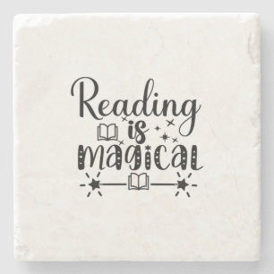 Porta-copo De Pedra Reading Art Reading Is Magical