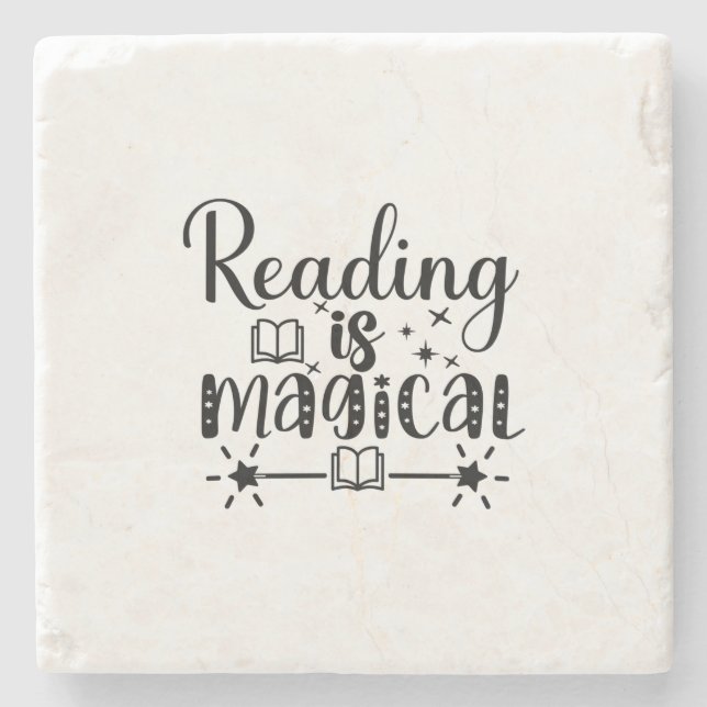 Porta-copo De Pedra Reading Art Reading Is Magical (Frente)
