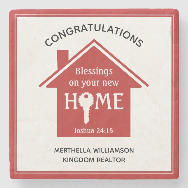 Porta-copo De Pedra Realetor Personalizado para Cliente Novo Home (Frente)