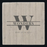 Porta-copo De Pedra Realistic Grey Driftwood Grain Monogram Wedding<br><div class="desc">Realistic Grey Driftwood Grain Monogram Wedding</div>