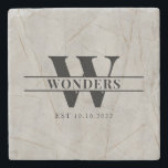 Porta-copo De Pedra Realistic marble Wood Grain Monogram Wedding<br><div class="desc">Realistic marble Wood Grain Monogram Wedding</div>