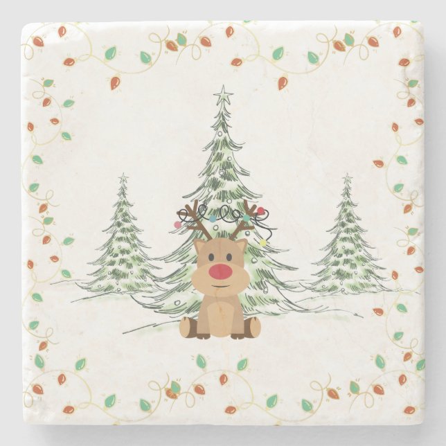 Porta-copo De Pedra Rebelde Natal Férias Das Árvores De Inverno (Frente)