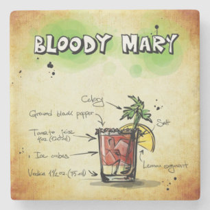 Porta-copo De Pedra Receita de Bebida Bloody Mary Bartender