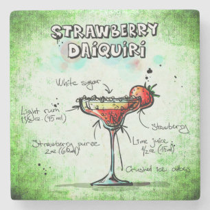 Porta-copo De Pedra Receita de Bebida de Morango Daiquiri
