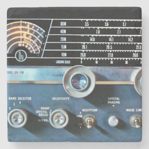 Porta-copo De Pedra Receptor de rádio Vintage Short Wave