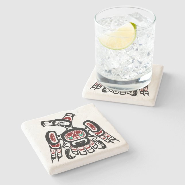 Porta-copo De Pedra Red Black Kaigani Thunderbird Americano (Lateral)