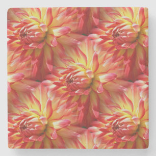 Porta-copo De Pedra Red Dahlia Flower Nature Art Patterno