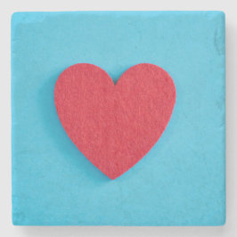 Porta-copo De Pedra Red Love Heart