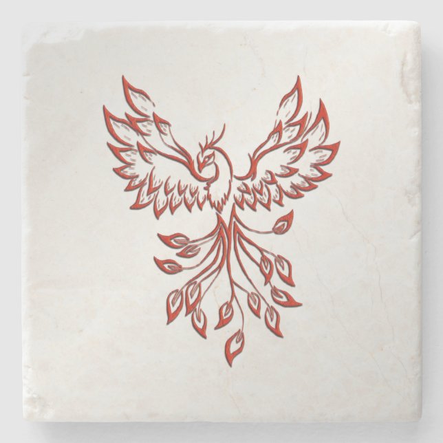 Porta-copo De Pedra Red Phoenix Assume Silver (Frente)