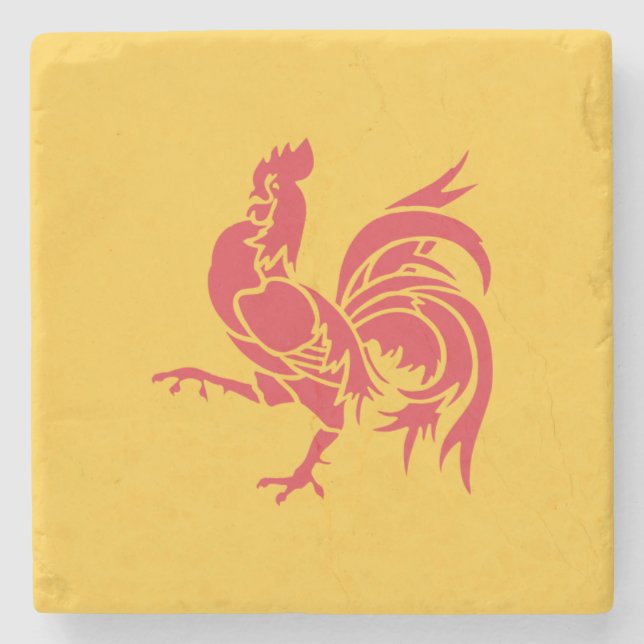 Porta-copo De Pedra Red Rooster (Bandeira da Valônia) (Frente)