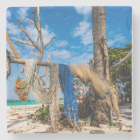 Redes de pesca que secam na praia