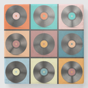 Porta-copo De Pedra Registros de vinilo: conjunto retrô LP.
