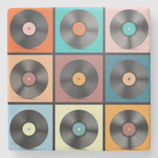 Porta-copo De Pedra Registros de vinilo: conjunto retrô LP.