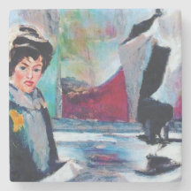 Retrato da Mulher Vintage com fundo de Abstrato