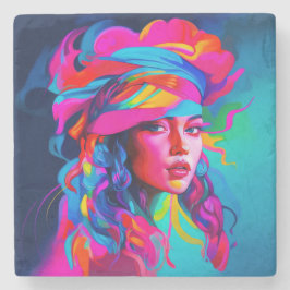 Porta-copo De Pedra Retrato de Abstrato vibrante