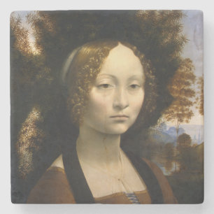 Porta-copo De Pedra Retrato de Ginevra de Benci por Leonardo da Vinci