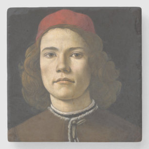 Porta-copo De Pedra Retrato de um homem novo por Botticelli
