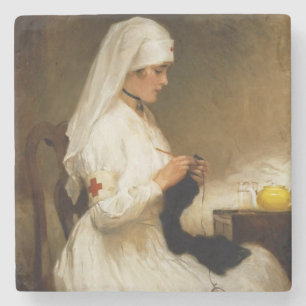 Porta-copo De Pedra Retrato de uma enfermeira da cruz vermelha