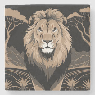 Porta-copo De Pedra Retrato do Leão Vintage