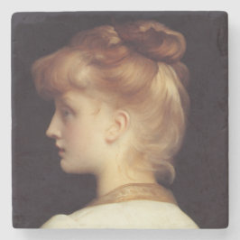Porta-copo De Pedra Retrato feminino de trás (por Frederic Leighton)