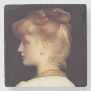 Porta-copo De Pedra Retrato feminino de trás (por Frederic Leighton)