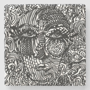 Porta-copo De Pedra Retrato preto e branco da linha tripla