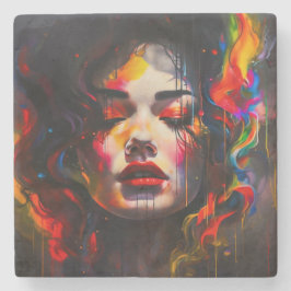 Porta-copo De Pedra Retrato Surreal Negrito