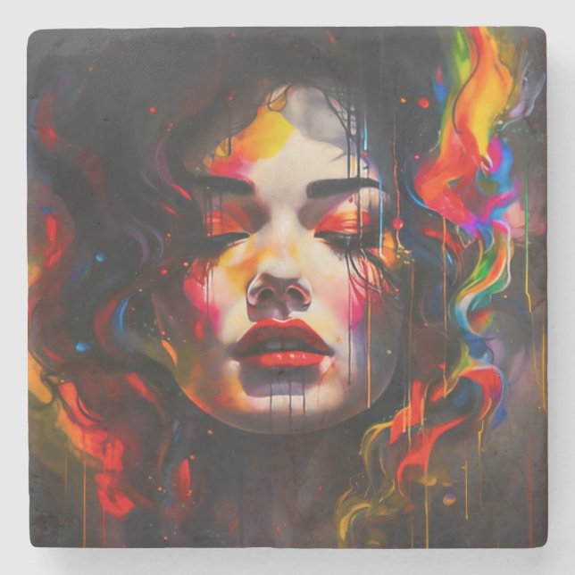 Porta-copo De Pedra Retrato Surreal Negrito (Frente)