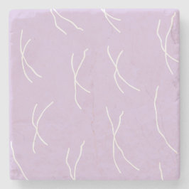 Porta-copo De Pedra Retro Cottage Abstract Sketchy Lines Soft Lilac