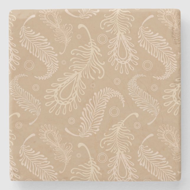 Porta-copo De Pedra Retro-feater-pálido-teste padrão (Frente)