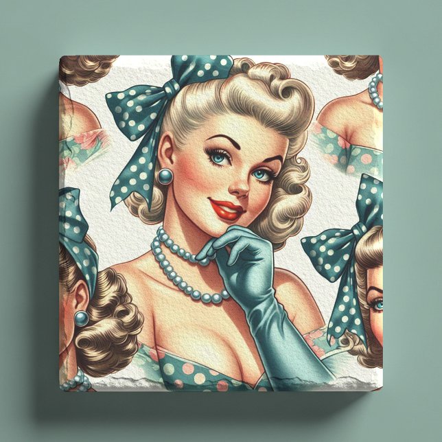 Porta-copo De Pedra Retrô Fofo Pinup Clássico (Criador carregado)