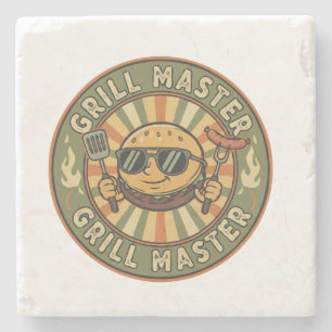 Porta-copo De Pedra Retro Grill Master Burger Personagem Rei do Churra