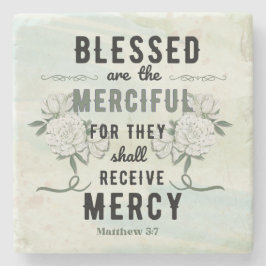 Porta-copo De Pedra Retro Matthew 5:7 Verso da Bíblia