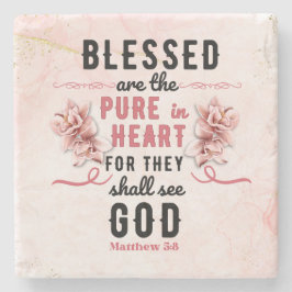 Porta-copo De Pedra Retro Matthew 5:8 Calla Lillies