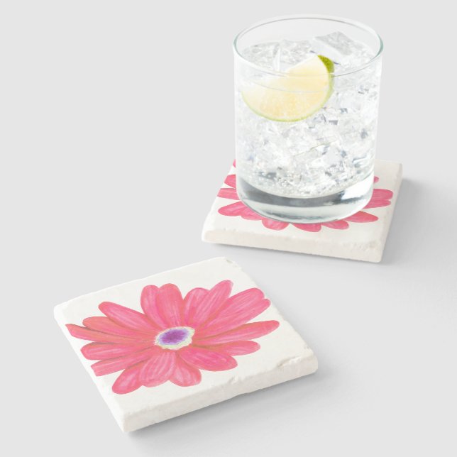 Porta-copo De Pedra Rich Vibrant Red Flower (Lateral)