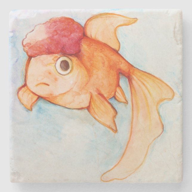 Porta-copo De Pedra Rico Oranda Goldfish (Frente)
