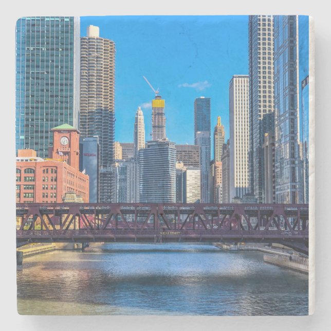 Porta-copo De Pedra Rio Chicago (Frente)