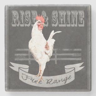 Porta-copo De Pedra Rising & Shine Rooster