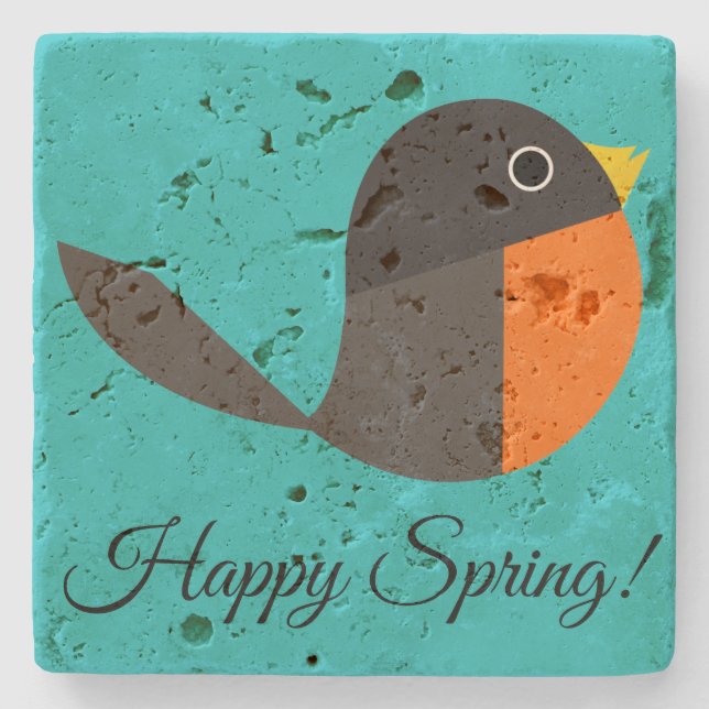 Porta-copo De Pedra Robin Birds (Frente)