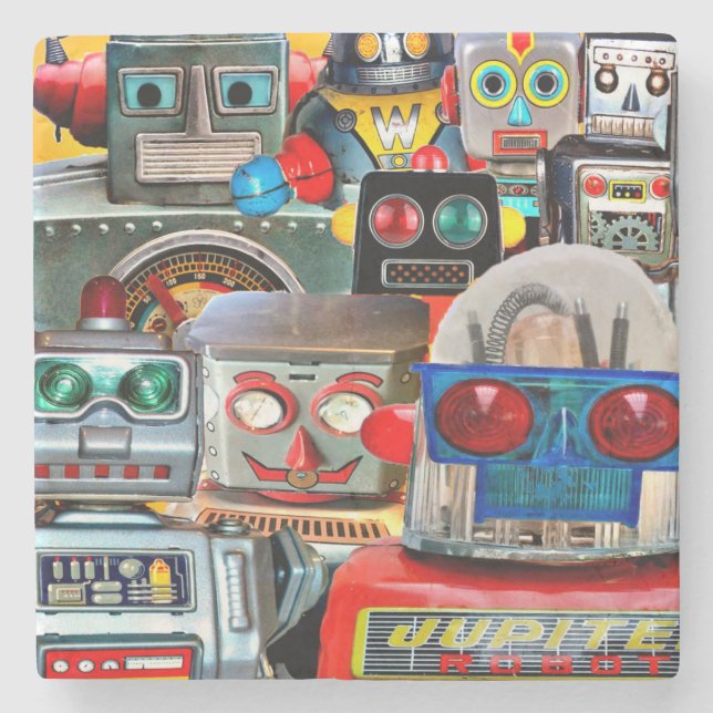 Porta-copo De Pedra Robô, Robô Vintage (Frente)