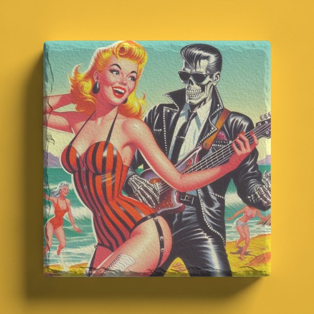 Porta-copo De Pedra Rocabilly Summer Pin-up (Criador carregado)