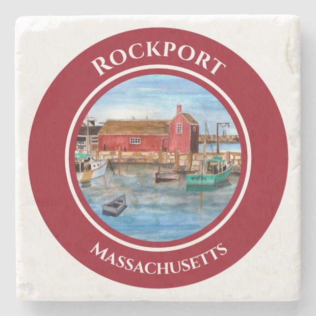 Porta-copo De Pedra Rockport Harbor Massachusetts New England (Frente)