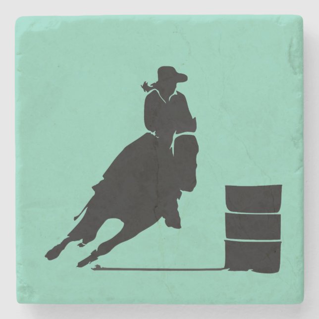 Porta-copo De Pedra Rodeo Theme Cowgirl Barrel Racing Silhouette (Frente)