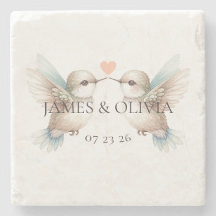 Porta-copo De Pedra Romance de Beija-flor Adorável Personalizado