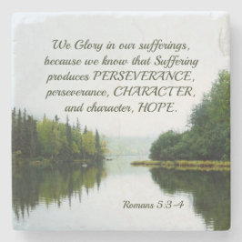 Porta-copo De Pedra Romanos 5:3-4 Glória em nossas árvores de lagoas