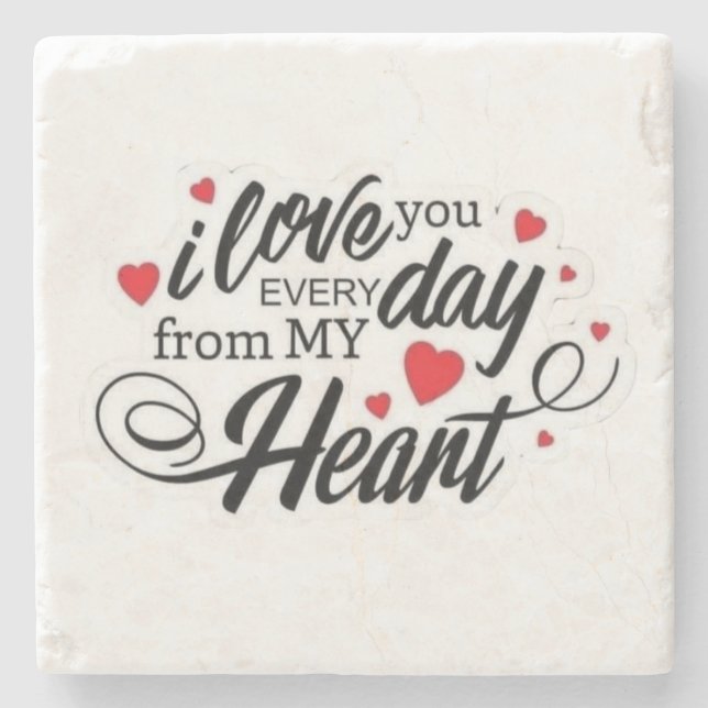 Porta-copo De Pedra Romantic Love Quote (Frente)