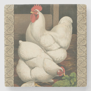 Porta-copo De Pedra Roosters & Hen fora da Casa Hen com Fronteira Bran