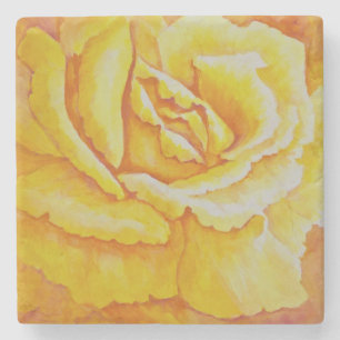 Porta-copo De Pedra Rosa amarelo